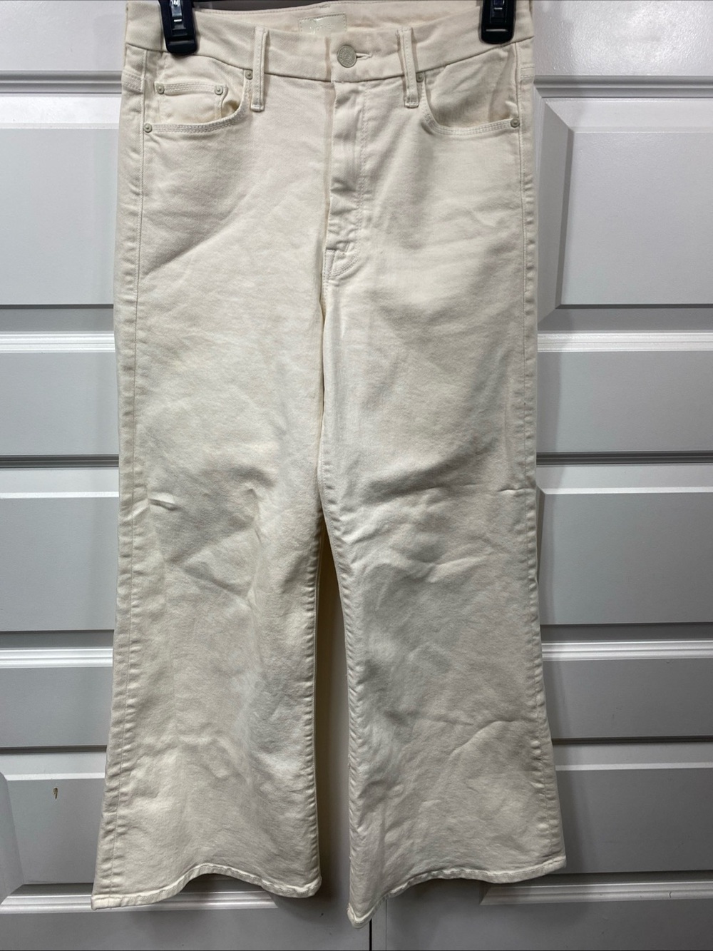 Mother Roller Ankle Jeans Cream Puffs Style 1115-753 Flare Wide Leg Hippie